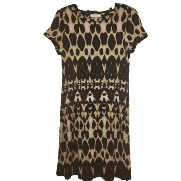 NWOT Calvin Klein brown and tan animal print dress Size PM - Picture 1 of 5